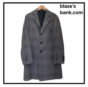 blazer's bank.com　チェスターコート　チェック　ウール100% グレー