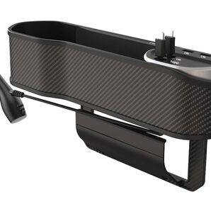 サイド収納ボックス隙間ポケット ワイヤレス充電器 車載サイド収納 (ブラック)
