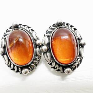 良好品 Georg Jensen ジョージジェンセン 琥珀 アンバー イヤリング 925