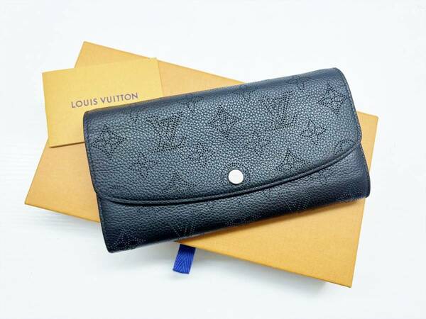 美品　Louis Vuitton　ルイヴィトン　マヒナ　ポルトフォイユイリス　二つ折り長財布　ノワール　M60143