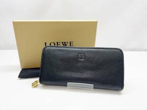 LOEWE　ロエベ　アマソナ　アナグラム　ラウンド　長財布　黒　ゴールド