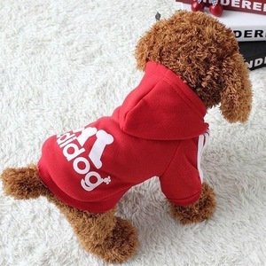 ・送料390円 adidog(アディドック) ドッグウェア adidogロゴ スリーライン 裏起毛パーカー (レッド)２ＸＬ