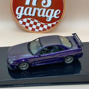 破損 1/43 オートアート GT-R 1999 R34 スカイライン ミッドナイトパープル AUTOart Skyline Nissan Purple 57303