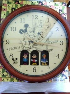 新品未使用　箱付き　ディズニー ミッキーマウス 壁掛け時計 からくり時計 Disney レトロ 時計 ミニー ミッキー ドナルド　定価12000円