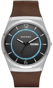 ☆SKAGEN/スカーゲン SKW6305 BROWN LEATHER TITANIUM Melbye ブラック・チタン ブラウンレザー メンズ腕時計 メンズ