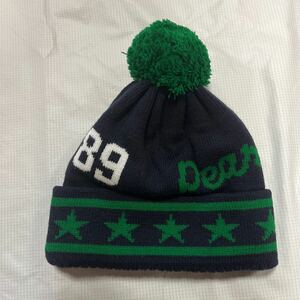  beautiful goods regular goods Pearly Gates pompon knitted cap .... navy × green beautiful shape warm free shipping man and woman use free size 