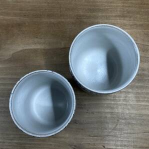 たち吉 湯呑み茶碗 夫婦茶碗 ◆ 柳小紋 ペア 湯呑 美品 / 青 柳模様 [2309knk]の画像4