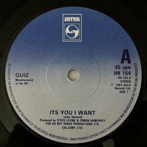 QUIZ - It's You I Want 7" ベリーレア 1981 オリジナル 70's UK POWER POP NEW WAVE KBD パンク天国 パンク図鑑