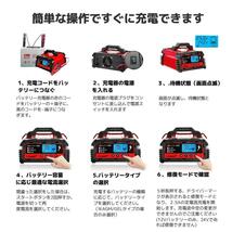 自動パルスバッテリー充電器 定格25A 12V/24V対応 維持充電方式 緊急時 全自動 スマートチャージャー バッテリー診断機能付_画像3