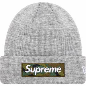 【新品未使用】Supreme New Era Box Logo Beanie Heather Grey Camo 23FW 国内正規品付属品完備ニット帽子カモ柄ボックスロゴboxlogo