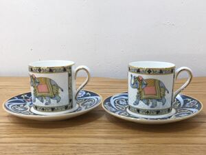 D3L042◆美品◆ ウェッジウッド WEDGWOOD ブルーエレファント BLUE ELEPHANT 象柄 デミタスカップ&ソーサー 2客セット