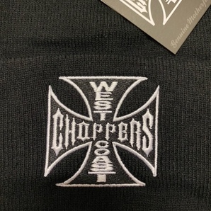 WEST COAST CHOPPERS ウエストコーストチョッパーズ製ニットキャップ 黒×白 ブラック チョッパー ハーレー ホットロッド スケーターの画像2