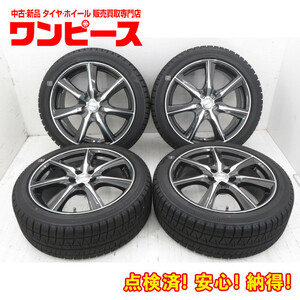 中古タイヤ ホイールセット 215/45R17 87Q 17インチ 17x7J +48 5穴 PCD100 ブリヂストン 冬 プリウス 送料無料（沖縄、離島除く）a18956