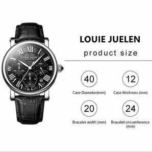 新品 LOUIE JUELEN ビジネス＆カジュアル ウォッチ ブラックフェイス メンズ腕時計 クロノグラフ の画像10