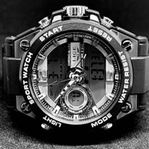 新品 LIGE スポーツデュアルウォッチ 50m防水腕時計 メンズ腕時計 ブラック ストップウォッチ _画像8