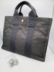 ★極美品★HERMES エルメス エールラインPM キャンバス シルバー金具　トートバッグ ハンドバッグ★未使用・カデナ　南京錠付★