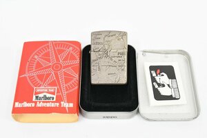 Zippo ジッポー Marlboro マルボロ アドベンチャーチーム 2001年製 地図 マップ オイルライター 喫煙具 缶ケース入り 20781487