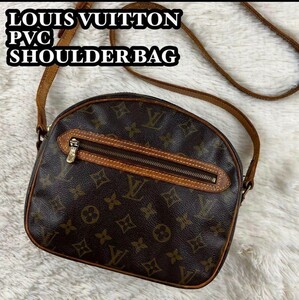 1円~ 極美品 LOUISVUITTON ルイヴィトン ショルダーバッグ サコッシュ ポシェット PVC ヌメ革 ブロワ サンリス モノグラム 斜め掛け 茶