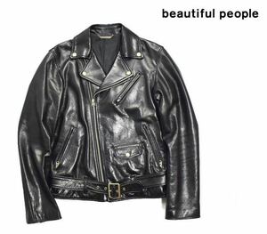 beautiful people beautiful People kau hyde cow leather leather double rider's jacket black S