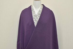 【ちどりや】美品 ポリエステル 縮緬 ショール 和装洋装に♪ 無地 紫×黒 K42