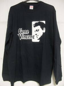 即決★新品長袖(袖口リブ仕様）ロックＴシャツ★ジーン・ヴィンセント★GENE VINCENT★ブラックボディ×ホワイトプリント★S/M/L/XLサイズ