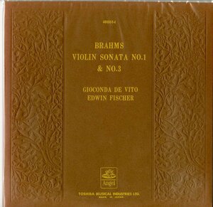 東芝音楽工業 AB8054ジョコンダ・デ・ヴィトー|エドウィン・フィッシャー ブラームス「バイオリン奏鳴曲第1|3番」＊