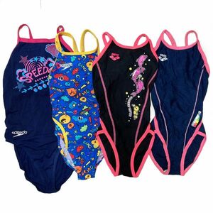 35【整理品リサイクル】アリーナSPEEDO4枚セット女子競泳水着(130・M)★タフスーツ・エンデュランス★パイピング・フライバック