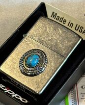 ■新品 ZIPPO USA輸入 ネイティブアメリカン ターコイズ メタル貼り インディアンジュエリー オイルライター ネイティヴ コンチョ xp242_画像2