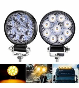 LEDワークライト 作業灯 27W 黄色 丸型 汎用 12V 24V 車外灯 補助灯 登山/夜釣り/屋外作業/工事現場