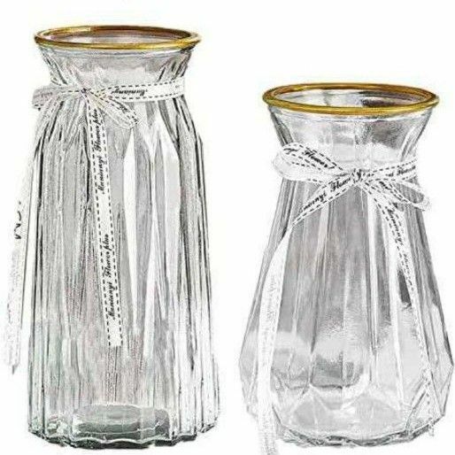 2つセット！花瓶 ガラス おしゃれ 透明 花びん インテリア ガラスボトル フラワーベース
