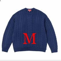 Supreme Applique Cable Knit Sweater Navyシュプリーム アップリケ ケーブルニット M_画像1