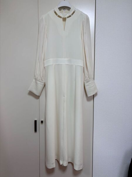 Arobe アローブ★2Way Neck Pearl Dress ホワイトワンピ