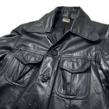 【USED】 ビンテージ 本革 牛革 カウレザー ジャケット リアルレザー real leather jacket ブラック Lサイズ相当 ☆送料無料☆_画像7