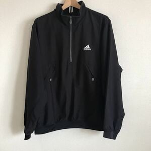 adidas アディダス　CLIMASHELL WIND　ハーフジップ ジャンパー　ゴルフウェア　黒　メンズO/XG　テーラーメイドゴルフ