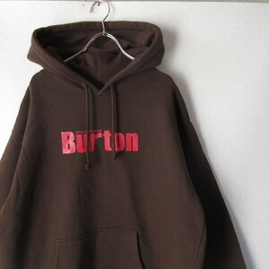 ○美品 BURTON バートン◆スウェット パーカー フーディー トレーナー プリントロゴ スノーボード◆メンズ ブラウン Mサイズ