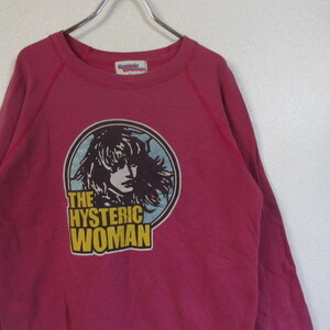 ○良品 HYSTERIC GLAMOUR ヒステリックグラマー◆スウェット トレーナー WOMAN プリント 日本製◆レディース ボルドー系 FREEサイズ