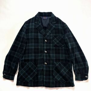 美品♪ブラック 50s USA製 ペンドルトン オンブレチェック ウールジャケット M 黒 緑 水色 ビンテージ テーラードジャケット ビッグサイズ