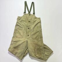 40s USNAVY デッキパンツ MEDIUM カーキ ビンテージ ステンシル CONMAR つなぎ 米軍実物 ミリタリー オーバーオール WWⅡ オールインワン_画像1