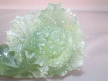 D149*中国美術工芸品*　玉石彫刻　緑　白菜　石彫置物1点　/やや欠け有り　/741g　/置物オブジェ_画像6