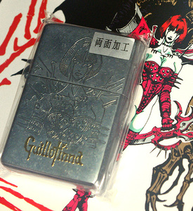 【ZIPPO】韮沢靖 GUILLOTINNA(ギロチーナ) 両面バレル盛り上げニッケル燻(青灰色)/ネコポス