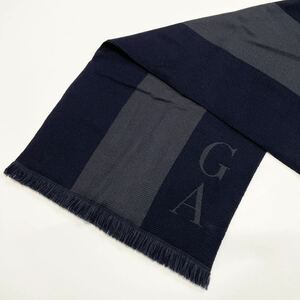 *ARMANI COLLEZIONI Armani ko let's .o-ni muffler navy × gray men's man [ judgment ending genuine article guarantee ]