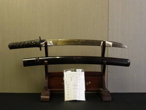 t1347 蔵出 日本刀 脇差 長さ39.4cm 拵付 登録証付 現状品 時代武具 刀剣 真剣 古美術 