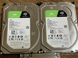 【使用時間極小】Seagate BarraCuda 3.5" 1TB 内蔵ハードディスク HDD 6Gb/s 256MB 7200rpm ST1000DM014 を2個セットで　おまけあり