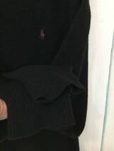 POLO Ralph Lauren ポロ ラルフローレン ウールニット セーター Vネック ニット 胸ロゴ メンズL 黒 良品綺麗_画像7