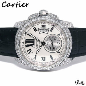 【カルティエ】カリブル ダイヤベゼル 自動巻 国際保証書 極美品 加工後未使用 メンズ 時計 Cartier 俵屋