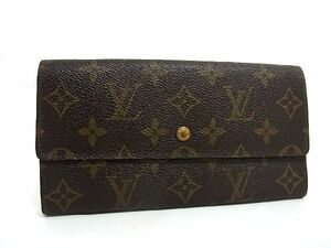 1円 LOUIS VUITTON ルイヴィトン M61723 モノグラム ポシェット ポルトモネ クレディ二つ折り 財布 ウォレット ブラウン系 AV3383