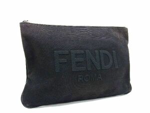 1円 FENDI フェンディ キャンバス クラッチバッグ セカンドバッグ ポーチ マルチケース メンズ レディース ブラック系 BG5699