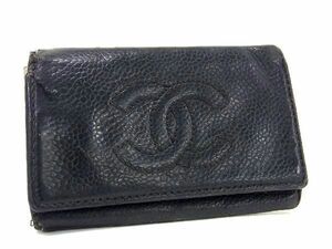 1円 CHANEL シャネル ココマーク キャビアスキン 6連 キーケース 鍵入れ レディース メンズ ブラック系 AV3337