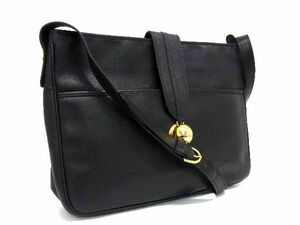 1円 ■美品■ LANCEL ランセル レザー クロスボディ ショルダーバッグ 斜め掛けかばん メンズ レディース ブラック系 CC0625