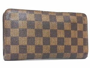 1円 LOUIS VUITTON ルイヴィトン N61728 ポルトモネジップ ダミエ ラウンドファスナー 長財布 ウォレット 札入れ ブラウン系 AS4866